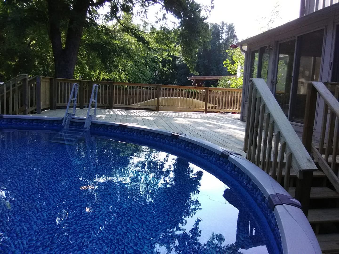 Completed Fieldmark Projects pool deck installation in Olathe